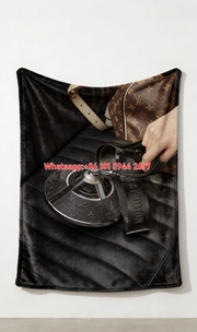 Luxury LV Pattern Flannel Sofa Throw Blanket 490
